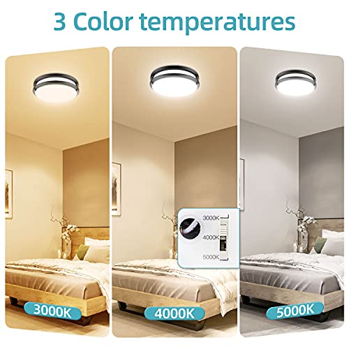 Bilrect Flush Mount Ceiling Light, 10 Inch Ceiling Light Fixture Dimmable,18W [160W Equiv] 1600Lm, 3000K/4000K/5000K Bedroom Ceiling Lights For Kitchen, Hallway, Bathroom, Offices, Etl Listed #TOP1