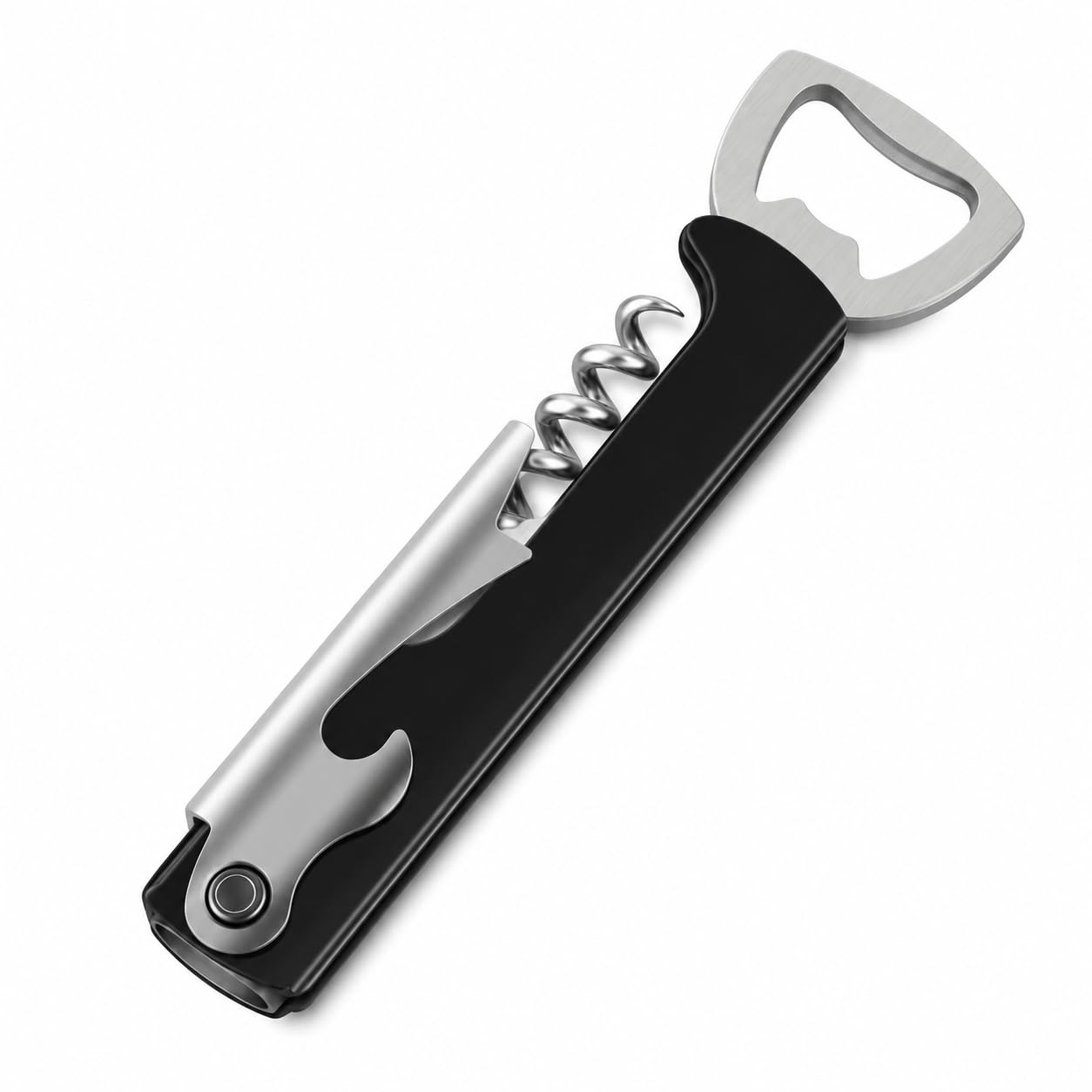 Waiter's Friend 3-in-1 Metal Corkscrew Bottle Opener, Black, 1 Pc