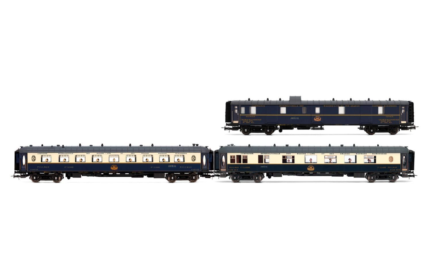 Hornby HJ4199 Jouef CIWL, 3-unit pack Etoile du Nord, set 2/2 (DD3, VPC Cte dAzur + VP toile du Nord), ep. II Passenger Coaches, Black/Blue