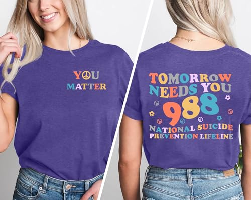 You Matter Shirts for Women Suicide Prevention Awareness T-Shirt Mental Health Tees Therapist Psychologist Gifts3