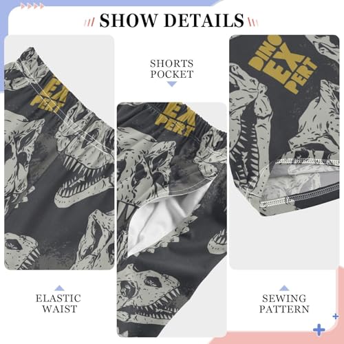 ZZKKO Dinosaur Skull Grey Boys Pants for Kids Jogger Pants with Pockets S-XL4