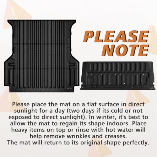 Image of TripleAliners Truck Bed Mat (5FT) & Tailgate Mat Compatible with Ford Ranger 2024-2026 Accessories All Weather TPE Truck Bed Liner Tailgate Cover Custom Fit, Not Fit Drop in Bed Liner