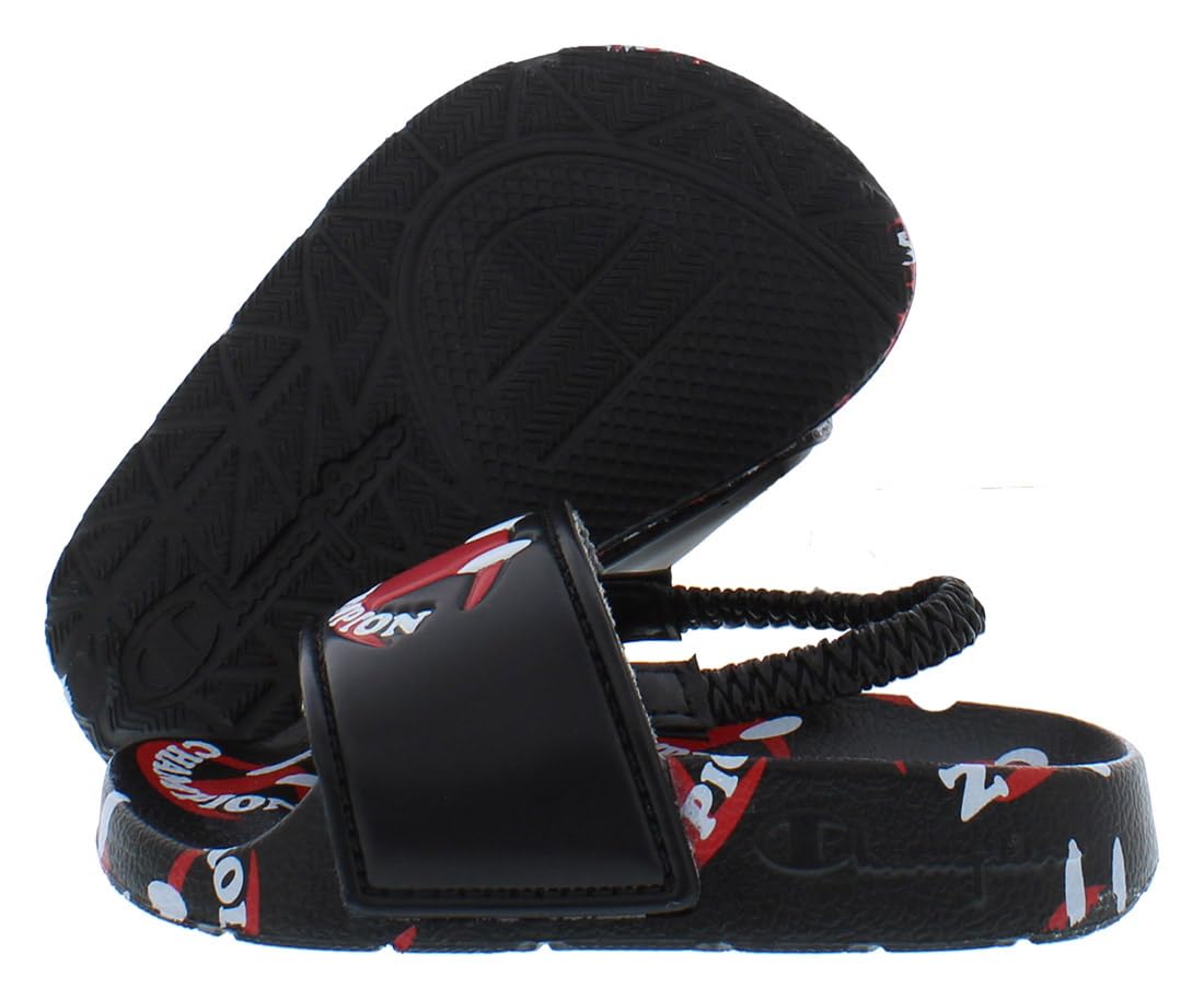 Champion Ipo Smile Slide Infant/Toddler Shoes Size 10, Color: Black/Red-Black