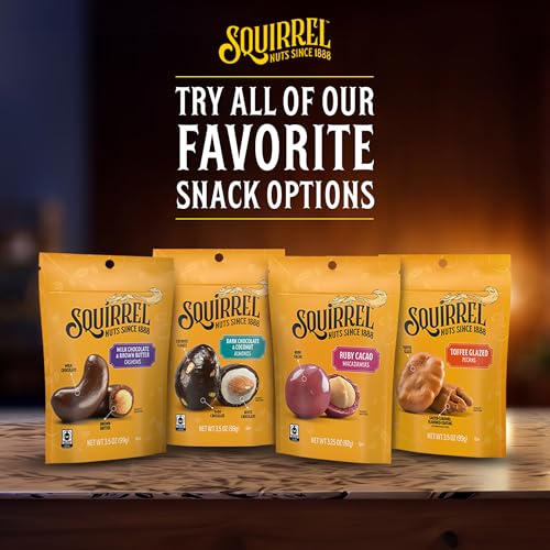Image of Squirrel Brand Dark Chocolate & Coconut Almonds, 3.5 Ounces, Resealable Bag, Gluten Free, Kosher, Snacks for Adults and Kids, California Almonds, Fair Trade Certified Cocoa (Pack of 4)