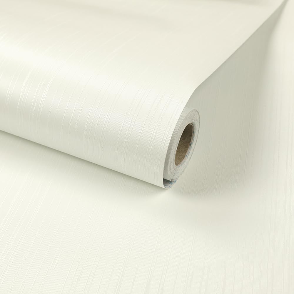 ANBILILA Self-Adhesive Wallpaper, Minimalist Linen Texture Peel and Stick Contact Paper, 40x500CM Linen Feel Removable Wallpaper Deco Film for Wall Sticker Living Room Bedroom Furniture