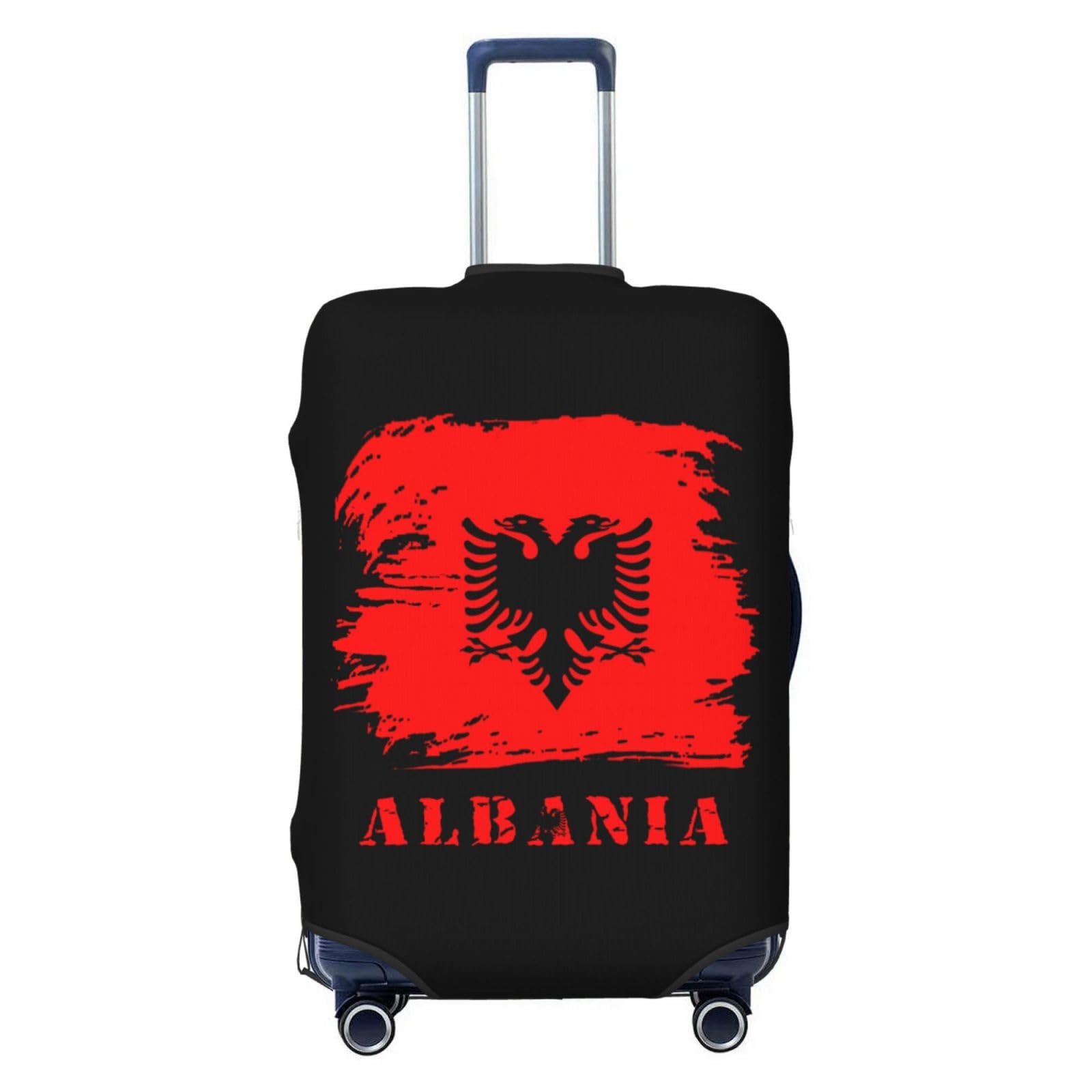 Vintage Albania Albanian Flag Luggage Cover Men Women Washable Elastic Anti-Scratch Suitcase Protector Covers For Luggage Travel Fits 18-32 Inch Case X-Large