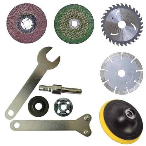 Image of Inditrust M10 Arbor Drill to Angle Grinder Converter - Variable Connecting Rod with 1pc Wood, Marble Cutting Blade, Flap Disc, Paint Remover & Grinding Wheel