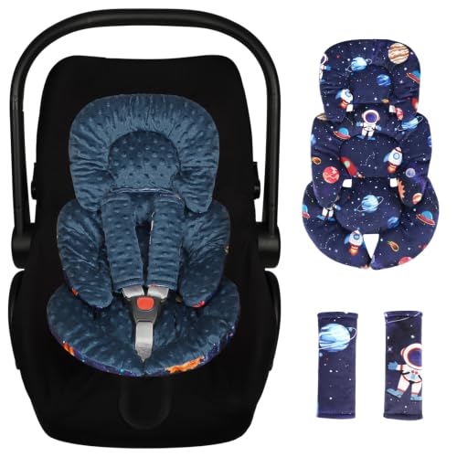 Image of SWESEN Infant Car Seat Insert with 2 Strap Pads, Super Soft Carseat Head and Body Support for Baby Boys and Girls, Reversible Newborn Car Seat Insert Cushion for Strollers, Bouncers, Space
