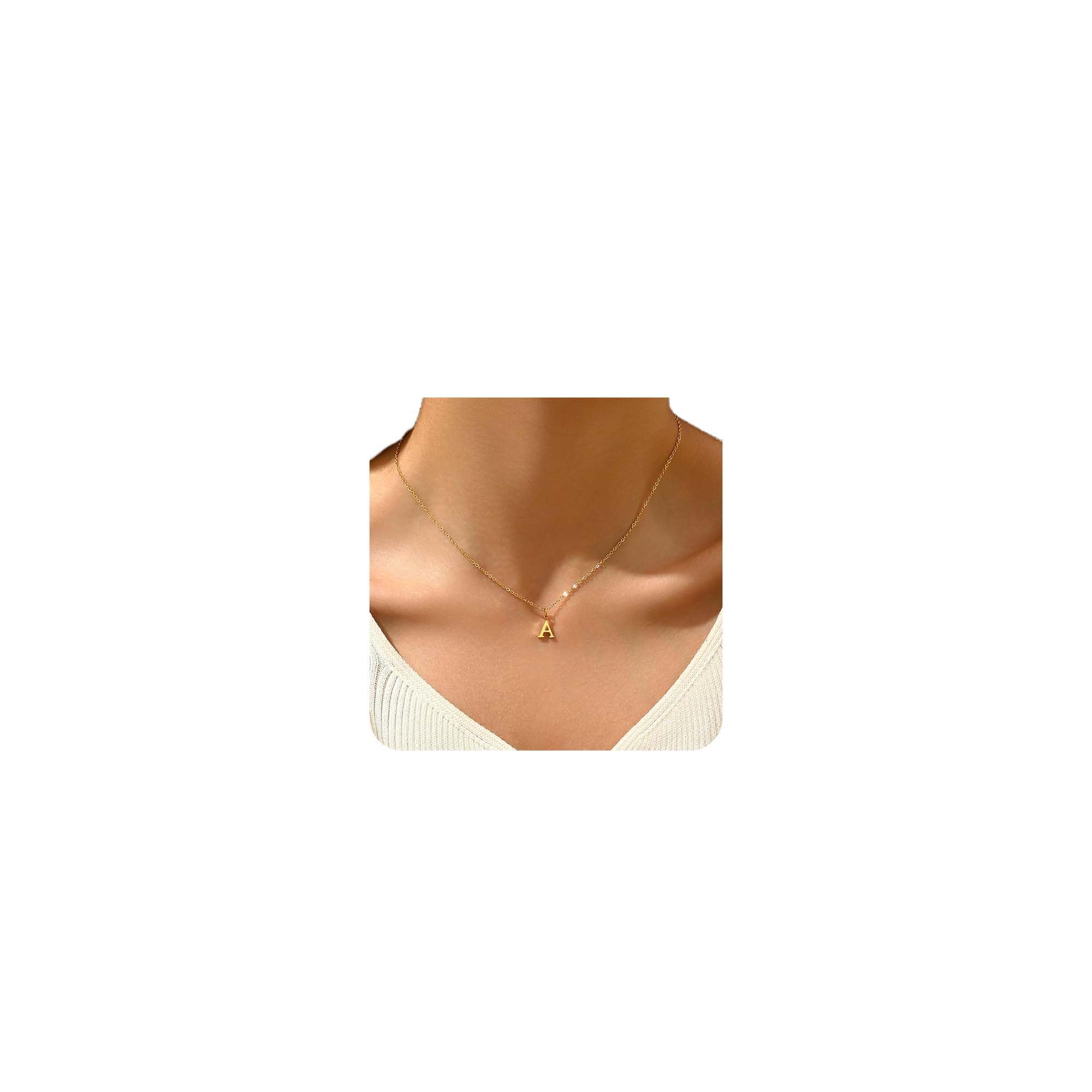 Dainty Gold Initial Necklaces for Women 18K Gold Plated Tiny Gold Letter Necklace Trendy Cute Personalized Monogram Name Necklace for Women Jewelry A-Z image 5