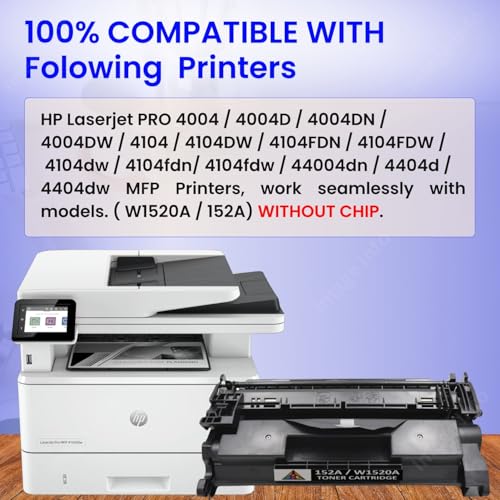 Image of ImageInfo W1520 / 152A Black Compatible Toner Cartridge Without CHIP for HP LaserJet Pro 4004 / 4004D / 4004DN / 4004DW / MFP 4104 / MFP 4104DW / MFP 4104FDN / MFP 4104FDW Printers