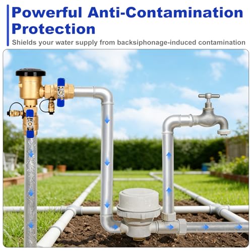 Image of UPGRADED 1 inch Pressure Vacuum Breaker Assembly, 400 PSI Max - Thickened Brass Backflow Preventer with Pre-Applied Sealant (No Teflon Tape Needed), Backflow Preventer Valve for Irrigation & Plumbing
