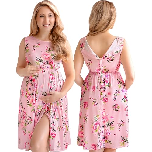 Image of ECO BABY Made With Love 3-in-1 Labor and Delivery Gown for Hospital, Nursing Nightgown, Maternity Dress for Breastfeeding