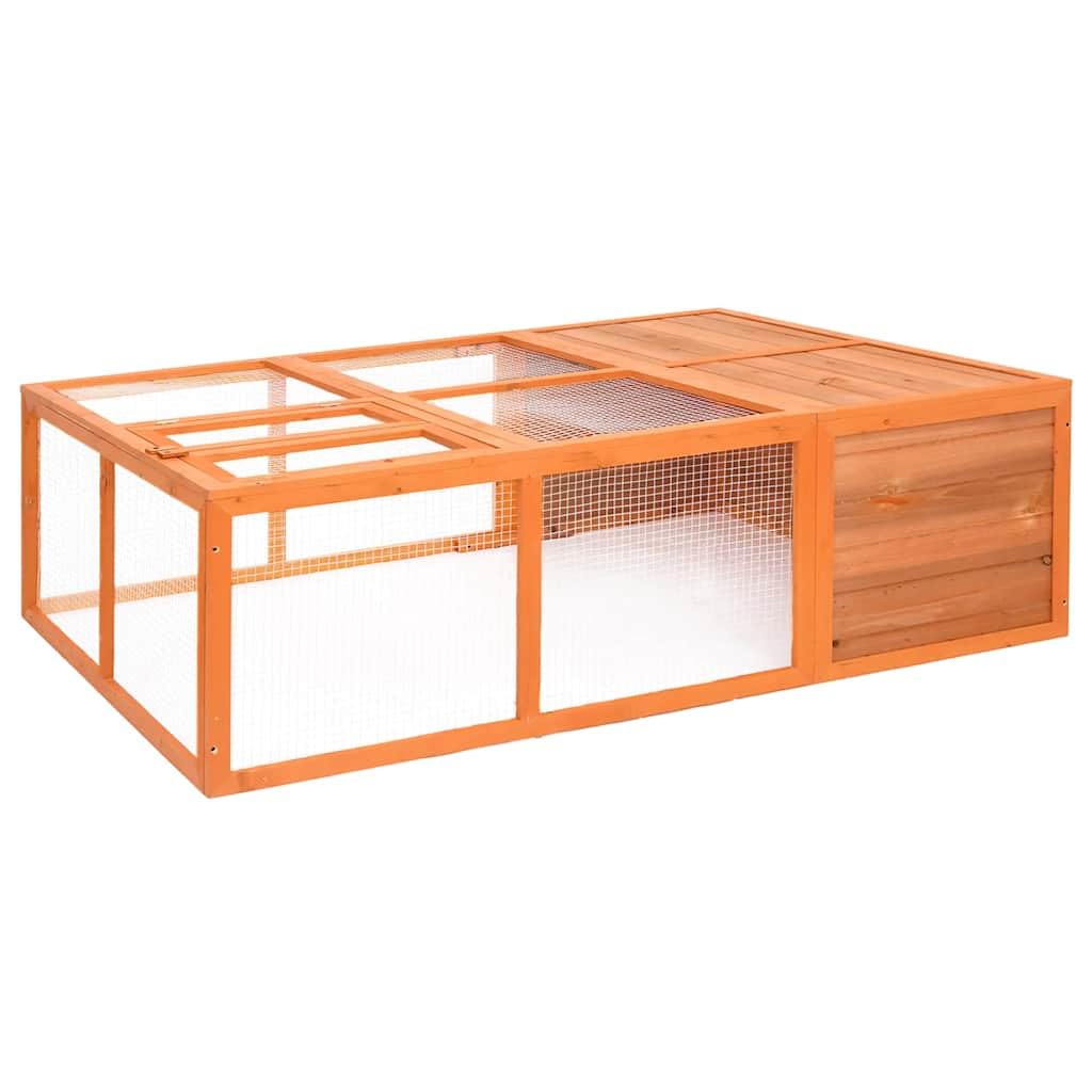 Garten-Tierkäfig aus massivem Tannenholz 150x100x50 cm mit Stahldrahtgehege, Kleintierkäfig für Hasen, Kaninchen, Meerschweinchen, Outdoor Schutz und Auslauf im Garten