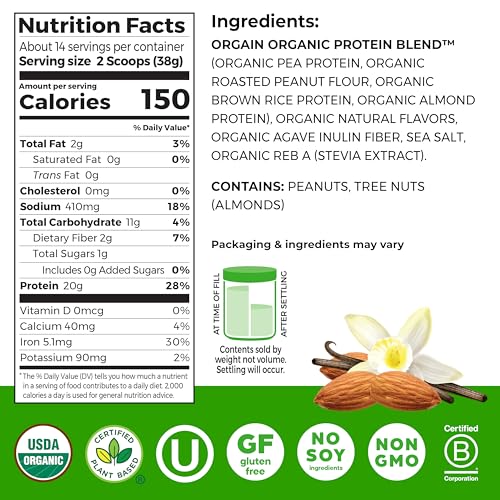 Save on Orgain Vegan Protein Powder with Vanilla Almond Butter - Image 2