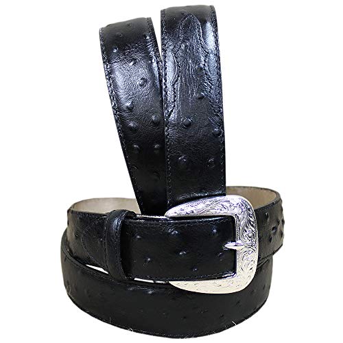Tony Lama Men's Black Ostrich Dress Belt Black 34