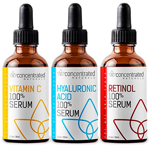 Complete Facial Serum Set Vitamin C, Hyaluronic Acid and Retinol Serum for Face | May Help Smooth Appearance of Fine Lines | Works to Brighten for More Youthful Looking Skin | 3 x 1 fl oz / 30 ml