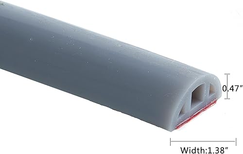 Miniatura 4 de Bloque plegable para baño, tapón de agua, tira de sellado para umbral de ducha, barrera de ducha de silicona autoadhesiva (66 pulgadas-GY)