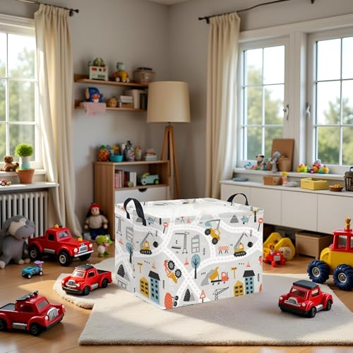 Image of Rectangular Baby Kids Storage Basket for Home Kitchen Girls Cute Storage Bin Organizer Shelf Book Room Decor(Car)