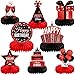Pajean 8 Pieces Red and Black Birthday Party Honeycomb Centerpieces Red Black Table Centerpieces Decorations Red Table Centerpiece Sign for Kids Adults Party Supplies