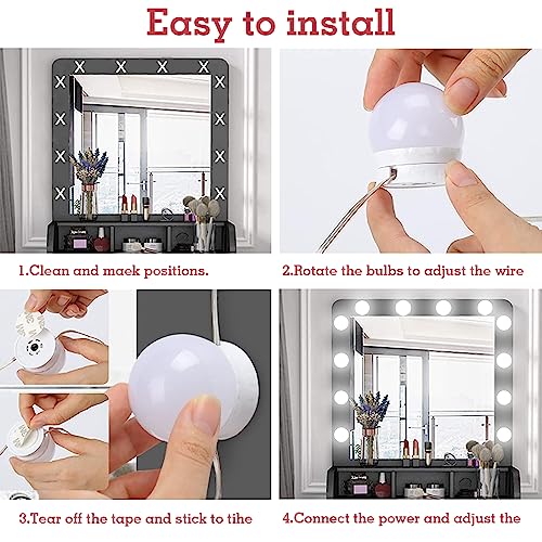 SANLION Hollywood Mirror Lights,12 LED Vanity Mirror Lights ,with USB Cables, 3 Colour Changing & 10 Brightness for Dressing Table Room, Bathroom, Bedroom - Cosy Home Interiors SANLION Hollywood Mirror Lights,12 LED Vanity Mirror Lights ,with USB Cables, 3 Colour Changing & 10 Brightness for Dressing Table Room, Bathroom, Bedroom - Image 3