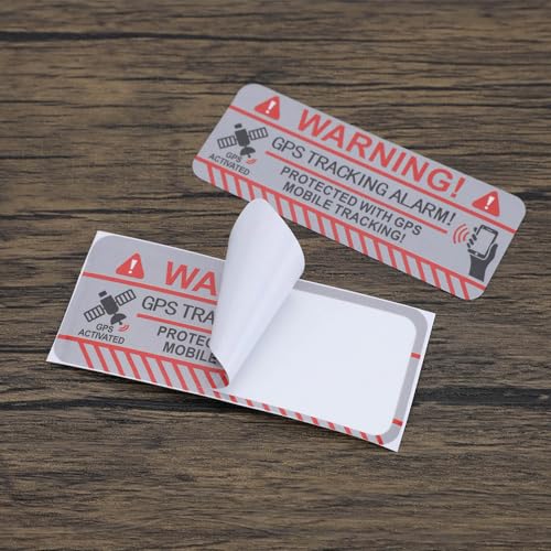 Image of ECSiNG 20pcs GPS Tracking Alarm Sticker 7.5 x 3 cm Self-Adhesive Vinyl Warning Sticker Indoor and Outdoor Use Theft Protection Adhesive Sticker (Rectangle)
