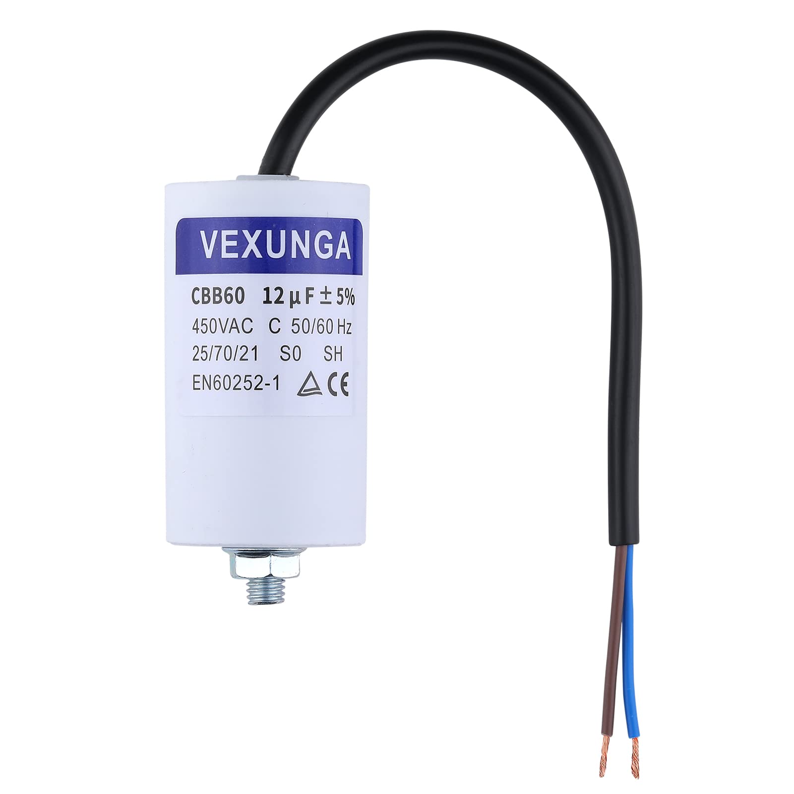 CBB60 Condensador de Arranque 12µF 450V 40x70MM Cable M8