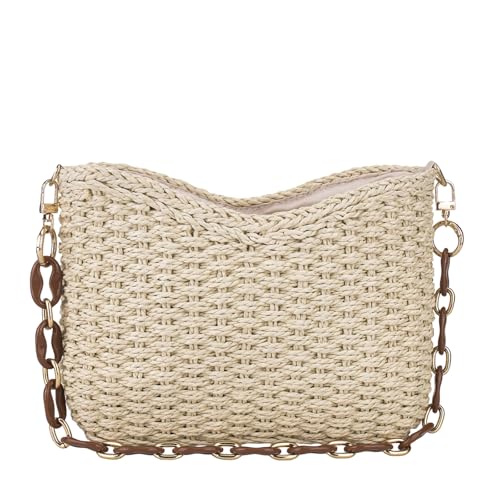 YYW Small Handmade Straw Bag for Women, Natural Summer Beach Shoulder Bag Rattan Crossbody Purse for Women