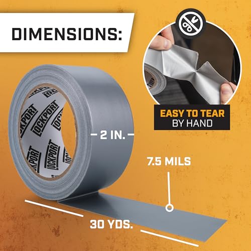 Image of Lockport Duct Tape Heavy Duty Waterproof,20 Yards x 2 Inch,Strong Adhesive Roll for Indoor & Outdoor Repair,No Residue,Tear by Hand - Duct Tape Bulk Value (Silver, 1-Pack (45 Yards x 2 Inch))