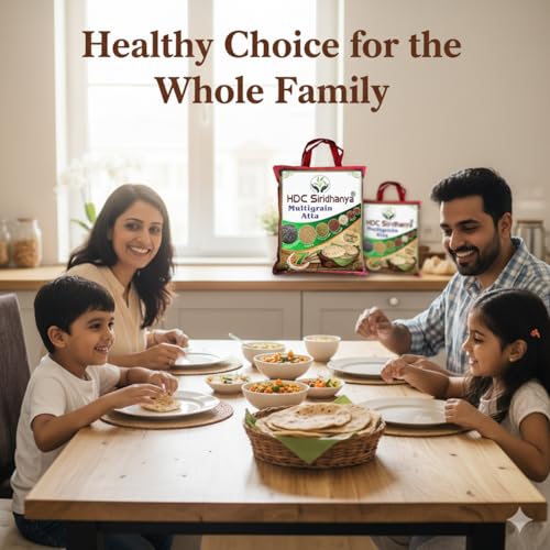 Image of HDC Siridhanya Multigrain Atta | Natural 7 Grain Millet Flour Blend - High Protein & Low GI Healthy Atta for Diabetic & Fitness Diet | Unpolished Pure Mix Flour (3.7kg)