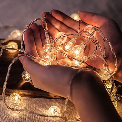 Gavenia Battery Operated Crystal Ball Fairy String Lights, 50 LED 25ft Globe Decorative String Lights, Suitable for Indoor/Outdoor, Christmas, Party, Wedding,Garden, Patio,Wall(Warm White,8 Modes)