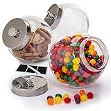 Glass Cookie Jars for Kitchen Counter (3 Pack) 75oz Food Storage Canisters with Airtight Lids + Marker & Labels, Pantry Organizer Candy Jars for Candy Buffet, Coffee Canister, Laundry Detergent Holder