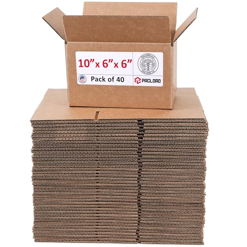 Image of Small Cardboard Boxes 10 inchL x 6 inchW x 6 inchH (Pack of 40) - USA-Made Packing Boxes for Moving, Shipping, or Storage - USPS, UPS, FedEx Approved - Professional Packing Supplies for Moving