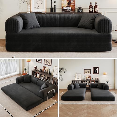 HOLYFIND Boneless Couch Sectional Sofa,Convertible Sofa Bed with Sleeper Sofa,Futon