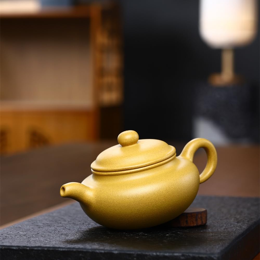 Yxhupot Teapot 8oz Chinese Yixing Clay Genuine Zisha Classics Pot Infusers Kungfu Tea (Yellow), 240ml - Image 2