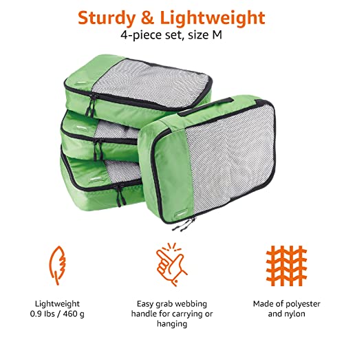 Amazon Basics 4 Piece Packing Travel Organizer Cubes Set - Medium, Sky Blue #TOP3