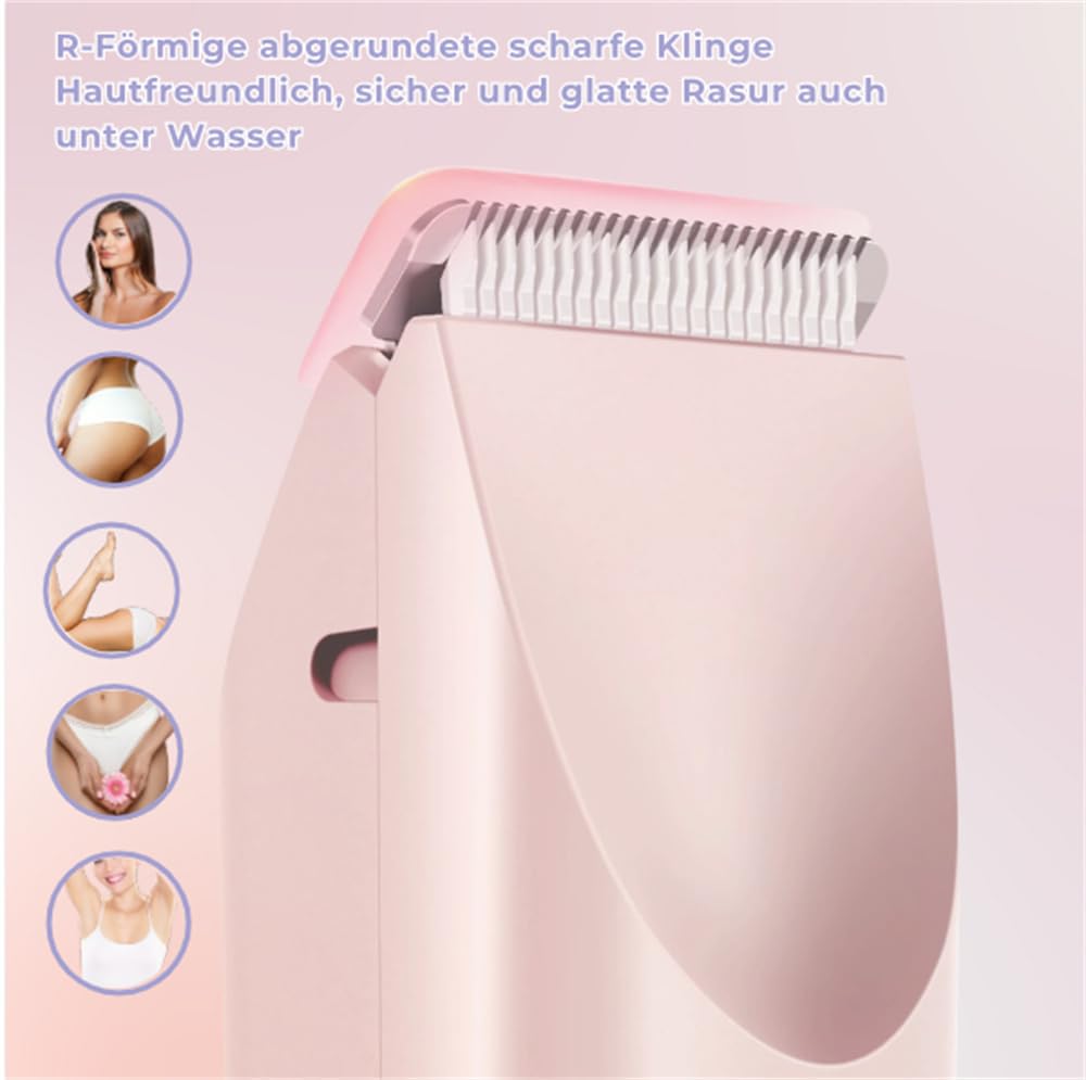 Pelvora Trimmer, 2 en 1 Afeitadora íntima para mujeres, maquinilla de afeitar íntima para mujer, resistente al agua, eléctrica para mujer, perfecta para zona del bikini, piernas y axilas (morado)