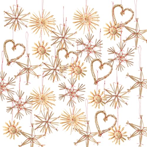 Strohsterne Anhänger Set 32 Stück – Weihnachtsdeko 5–7 cm –...