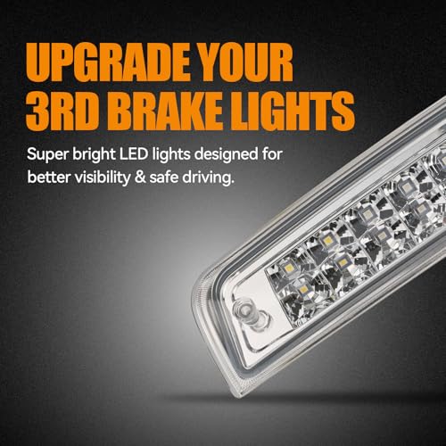 Image of Third 3rd Brake Light LED for 2009-2017 Dodge Ram 1500, High Mount Rear Brake Lights Assembly for 10-17 Ram 2500 3500, Waterproof Center Cab Lamp Cargo Stop Light (Chrome)