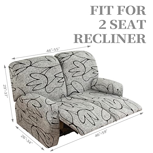 Figooo Recliner Sofa Covers 2 Seat Stretch Loveseat Recliner Cover Non Slip 6-Piece Spandex Recliner Couch Cover With Pockets Reclining Couch Covers Furniture Protector For Dogs Cats,G-Style #TOP1
