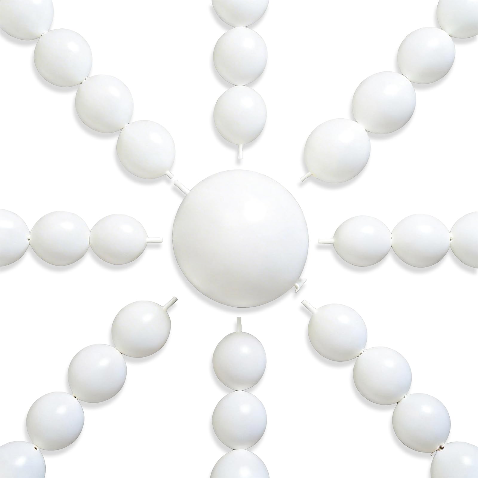 Photo 1 of PartyWoo White Linking Balloons 100pcs 6 Inch White Link Balloons for Wedding Baby Shower Birthday Bridal Shower Graduation Engagement Princess Anniversary Party Decorations White-y13