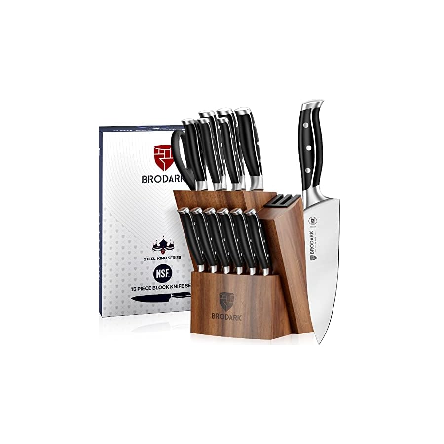 BRODARK Kitchen Knife Set with Block