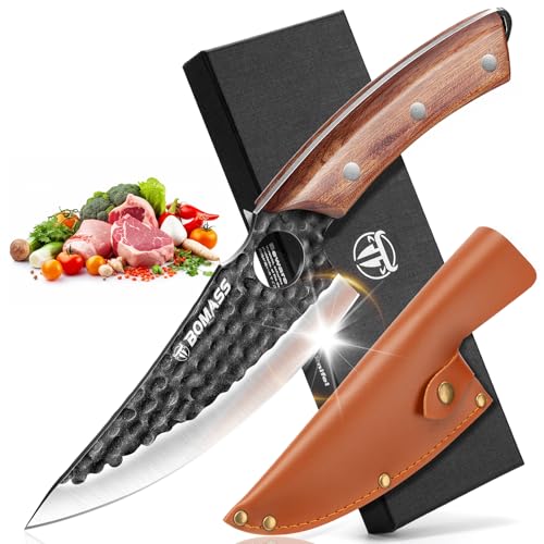 BOMASSFORGE Viking Knife, Hand Forged Japanese Chef knife with Sheath