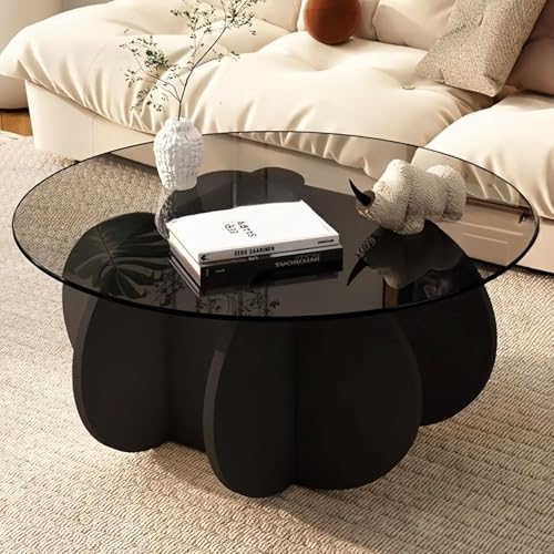 Catonlifer ���[�e�[�u�� �K���X �Z���^�[�e�[�u�� �� �K���X�e�[�u�� ���r���O�e�[�u�� �~�` ������� �R�[�q�[�e�[�u�� �_�C�j���O�����K���X�V�� ��70cm/80cm (70×70×40cm,�����e�[�u���r+�O���[�K���X)