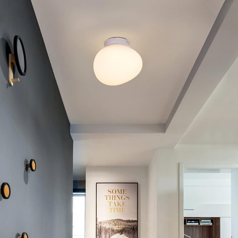 Nowoczesna lampa sufitowa do salonu, Nordic Creative, mlecznobiała, kamykowa, minimalistyczna lampa sufitowa do korytarza, kremowa, do pokoju dziecięcego