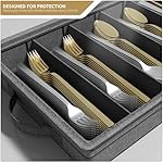 Sorbus Flatware & Utensil Storage - Gray Fabric Chest Box for Storage and Organizing Utensils, Silverware, Flatware, Cutlery - Silverware Organizer Container with Clear Lid & Adjustable Divider - Image 4