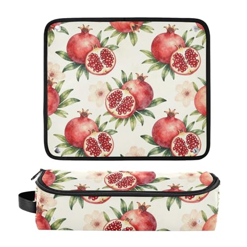 Bolsa de viaje para herramientas de cabello con almohadilla resistente al calor, impermeable, para plancha y accesorios de cuidado capilar con diseño de fruta de granada miniatura 3