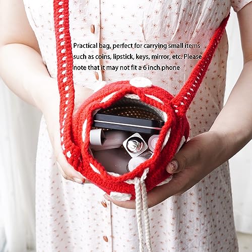 Mushroom Purse Crossbody Crochet Bags for Women Knitted Mushroom Bag Cottagecore Purse Small3
