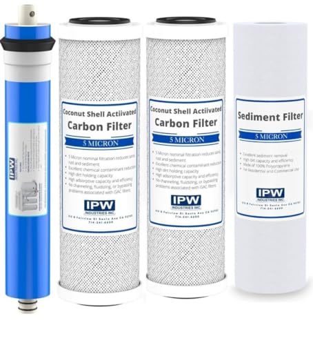Complete 4-Pack RO Water Filter Replacement Kit for Krystal Pure KR10 System - Including Membrane RO Filter, Carbon Block Filters, and Polypropylene Sediment Filter