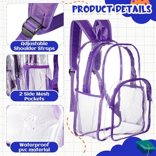 Image of Amylove 6 Pcs Clear Backpack bulk for Stadium Events Heavy Duty PVC Transparent Bookbag for College Workplace Security (15 Inches,Multicolor)