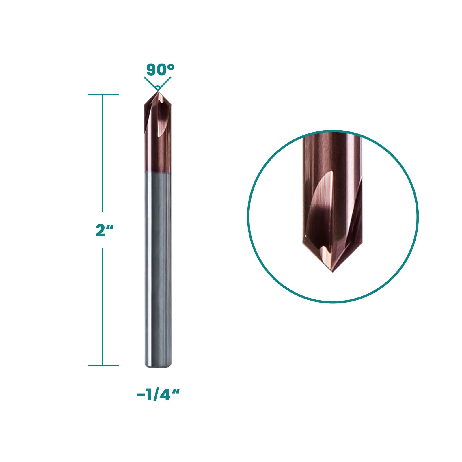 NZ Chamfer End Mill 5Pcs 1/4 Inch 90 Degree Chamfer End Mill for Metal Lathe Cutting Tools for Engraving V-Grooves and Chamfers